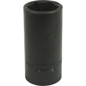 Gray Tools 1-1 / 16" X 1 / 2" Drive, 6 Point Deep Length, Black Impact Socket